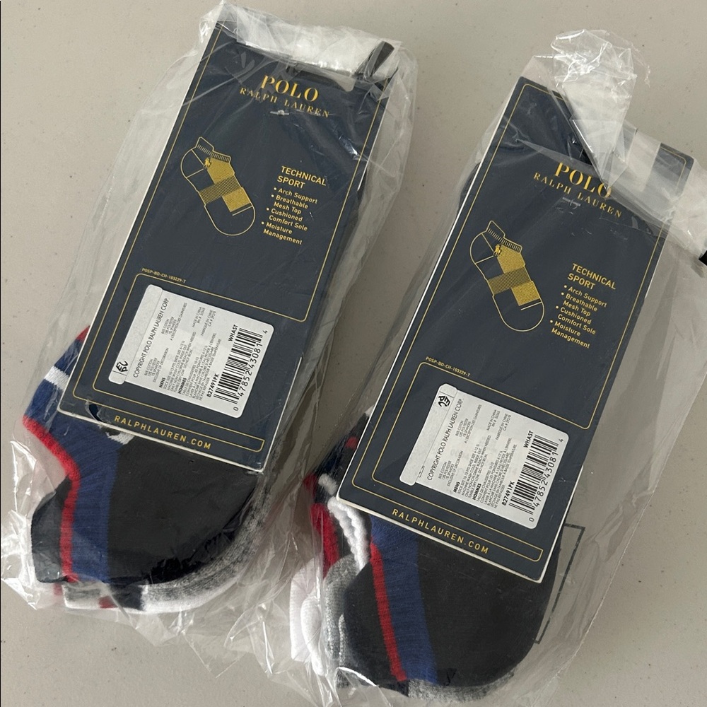 2 - 3 pack Polo Ralph Lauren Men's White Gray Blue Athletic Socks - Picture 3 of 6